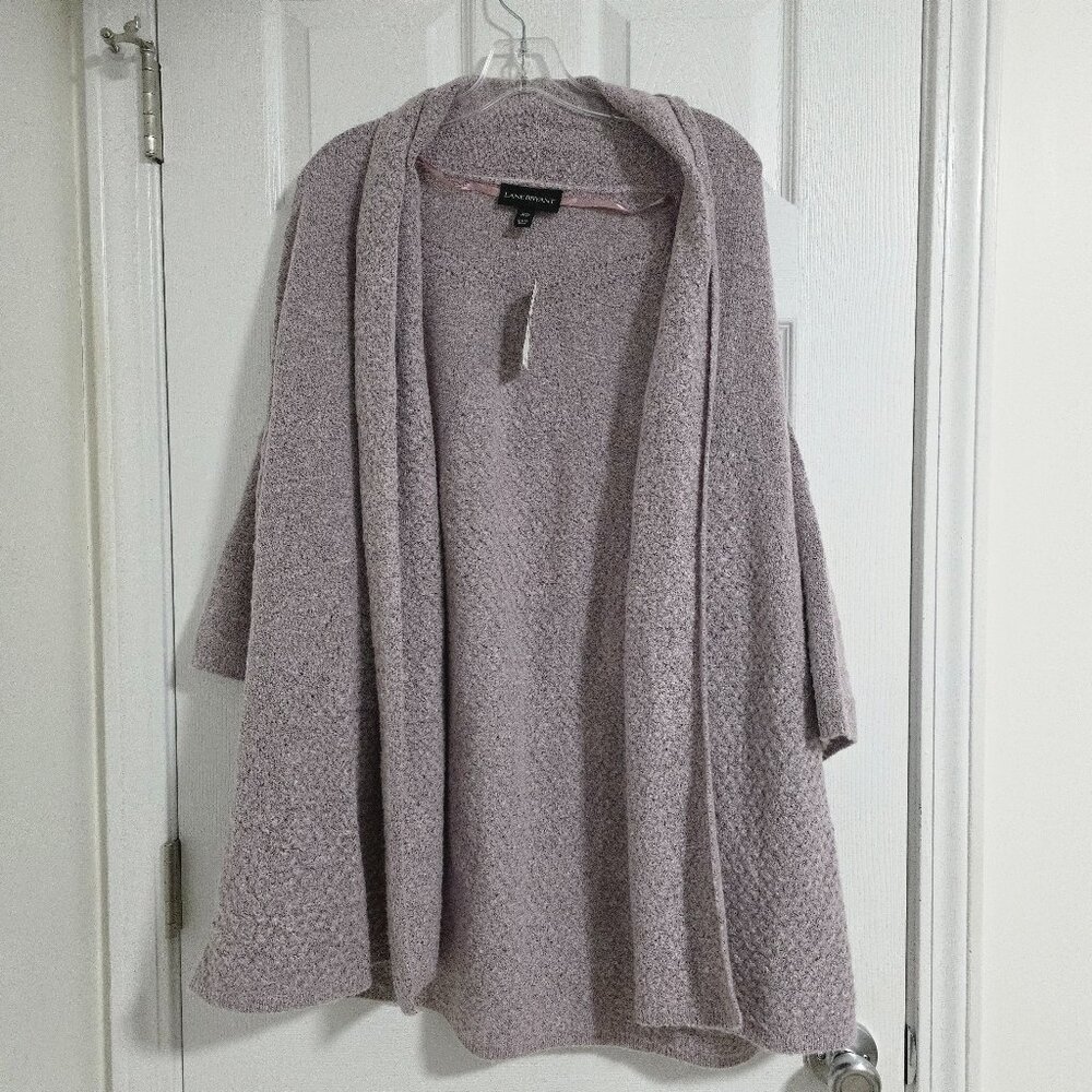 Lane Bryant Sweater Women 14/20 Purple Soft Cozy Chunky Open Cardigan